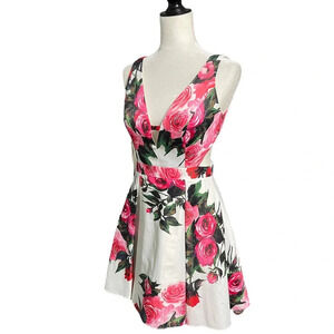 JVN by Jovani JVN65166 Floral Fit and Flare Short Dress